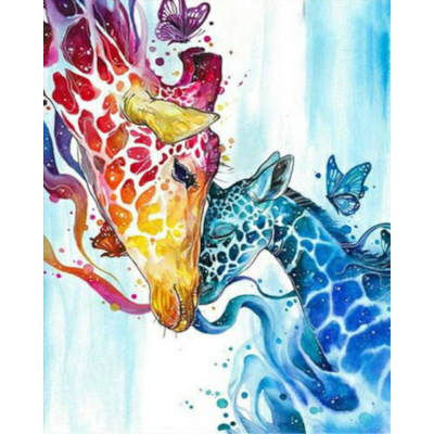 Giraffenliebe in Farben
